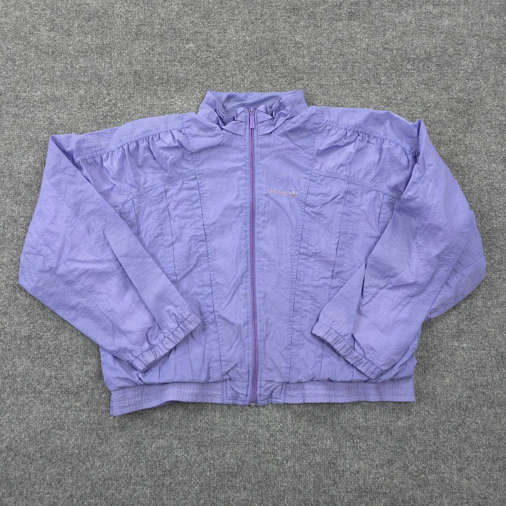 VINTAGE Adidas Jacket Womens Small Purple Lined Track Windbreaker Sports 80s 90s